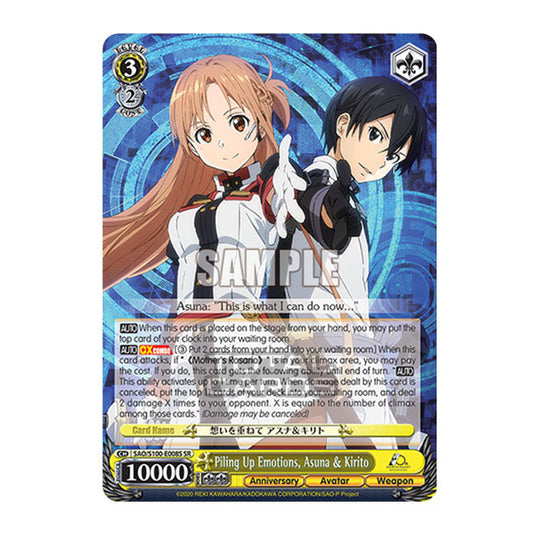 Weiss Schwarz - Sword Art Online - 10th Anniversary - Piling Up Emotions, Asuna & Kirito (SR) SAO/S100-E008S