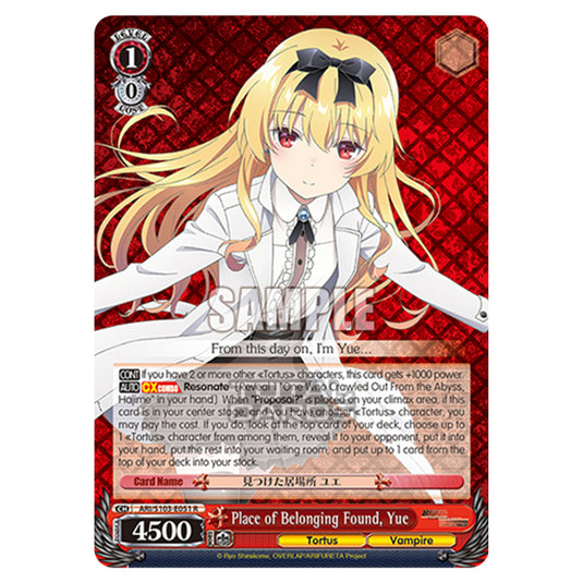 Weiss Schwarz - Arifureta - From Commonplace to World's Strongest - Place of Belonging Found, Yue (R) ARI/S103-E051