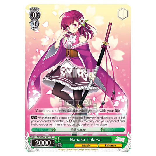 Weiss Schwarz - Magia Record - Puella Magi Madoka Magica Side Story - Nanaka Tokiwa (U) MR/W59-E040