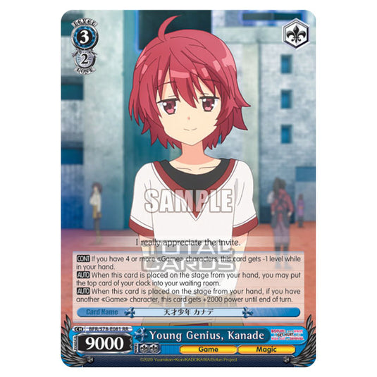 Weiss Schwarz - Bofuri - I Don't Want to Get Hurt, so I'll Max Out My Defense - Young Genius, Kanade (RR) BFR/S78-E081