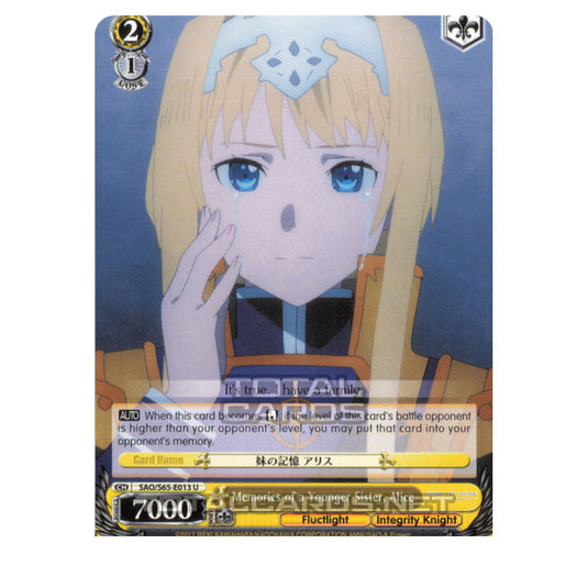 Weiss Schwarz - Sword Art Online Alicization - Memories of a Younger Sister, Alice (Uncommon) SAO/S65-E013