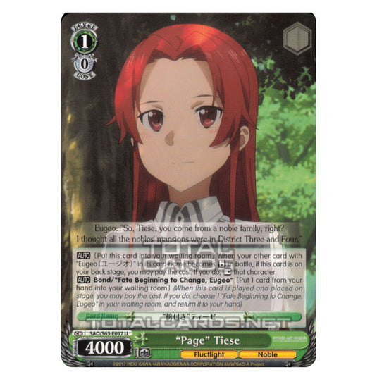 Weiss Schwarz - Sword Art Online Alicization - "Page" Tiese (Uncommon) SAO/S65-E037