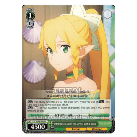 Weiss Schwarz - Sword Art Online Alicization - Information About the Virtual World, Leafa (Common) SAO/S65-E044