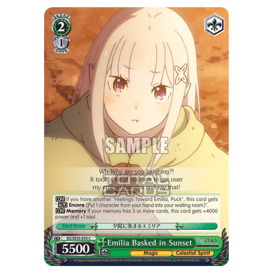 Weiss Schwarz - Re:ZERO - Starting Life in Another World - The Frozen Bond - Emilia Basked in Sunset (C) RZ/SE35-E35