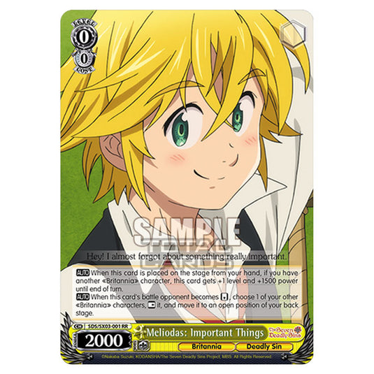 Weiss Schwarz - The Seven Deadly Sins - Meliodas: Important Things (RR) SDS/SX03-001