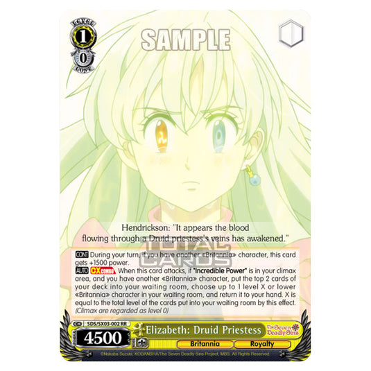 Weiss Schwarz - The Seven Deadly Sins - Elizabeth: Druid Priestess (RR) SDS/SX03-002