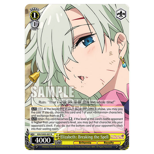 Weiss Schwarz - The Seven Deadly Sins - Elizabeth: Breaking the Spell (R) SDS/SX03-007