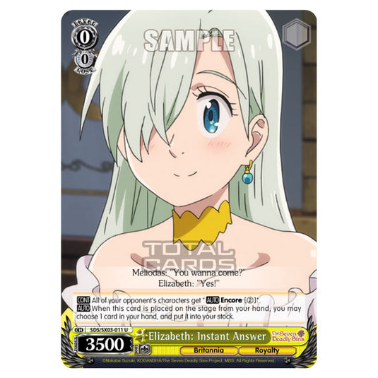 Weiss Schwarz - The Seven Deadly Sins - Elizabeth: Instant Answer (U) SDS/SX03-011