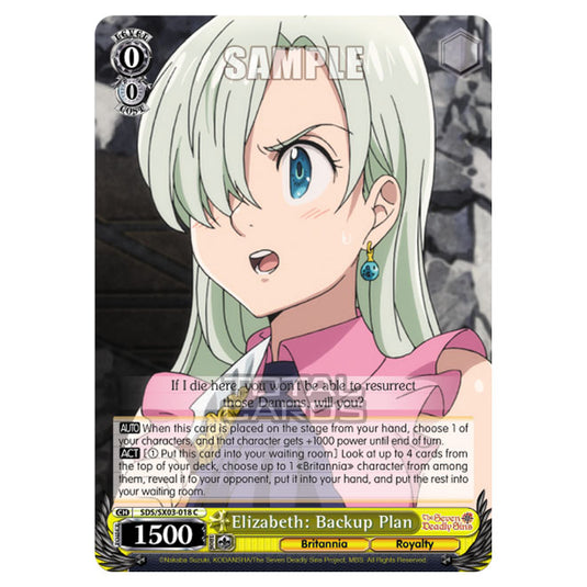 Weiss Schwarz - The Seven Deadly Sins - Elizabeth: Backup Plan (C) SDS/SX03-018