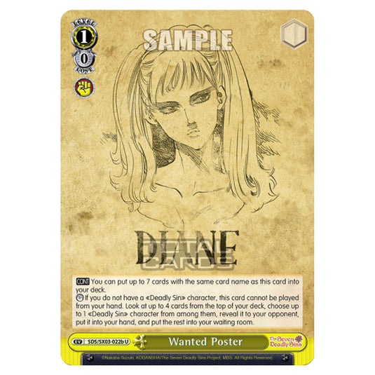 Weiss Schwarz - The Seven Deadly Sins - Wanted Poster (U) SDS/SX03-022b