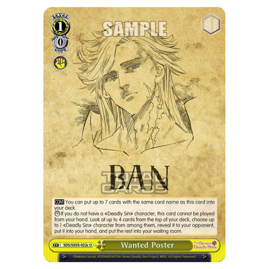 Weiss Schwarz - The Seven Deadly Sins - Wanted Poster (U) SDS/SX03-022c