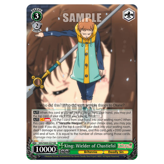 Weiss Schwarz - The Seven Deadly Sins - King: Wielder of Chastiefol (RR) SDS/SX03-027