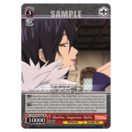 Weiss Schwarz - The Seven Deadly Sins - Merlin: Superior Skills (SR) SDS/SX03-063S