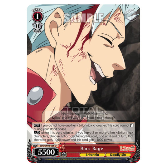 Weiss Schwarz - The Seven Deadly Sins - Ban: Rage (U) SDS/SX03-066