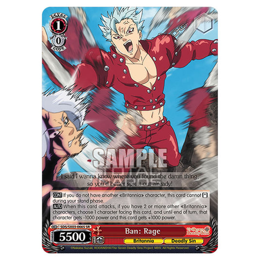 Weiss Schwarz - The Seven Deadly Sins - Ban: Rage (SR) SDS/SX03-066S