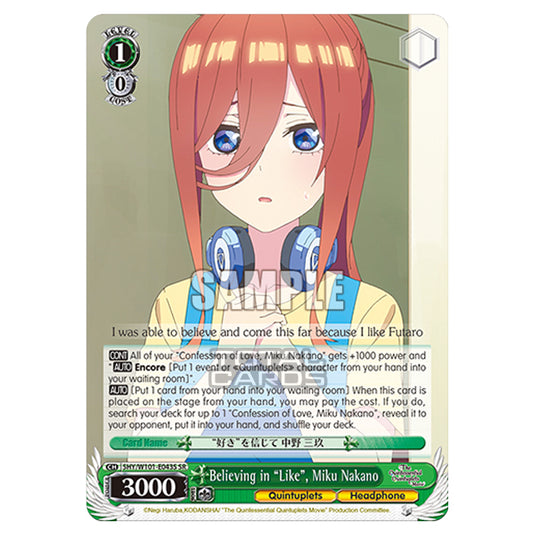 Weiss Schwarz - The Quintessential Quintuplets Movie - Believing in "Like", Miku Nakano (SR) 5HY/W101-E043S