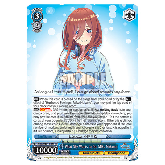 Weiss Schwarz - The Quintessential Quintuplets Movie - What She Wants to Do, Miku Nakano (RR) 5HY/W101-E079