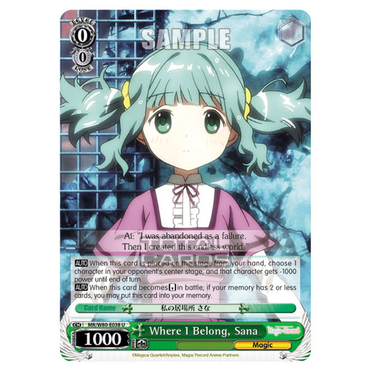 Weiss Schwarz - Magia Record: Puella Magi Madoka Magica Side Story - Where I Belong, Sana (U) MR/W80-E038