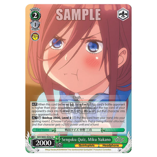 Weiss Schwarz - The Quintessential Quintuplets - Sengoku Quiz, Miku Nakano (U) 5HY/W83-E042