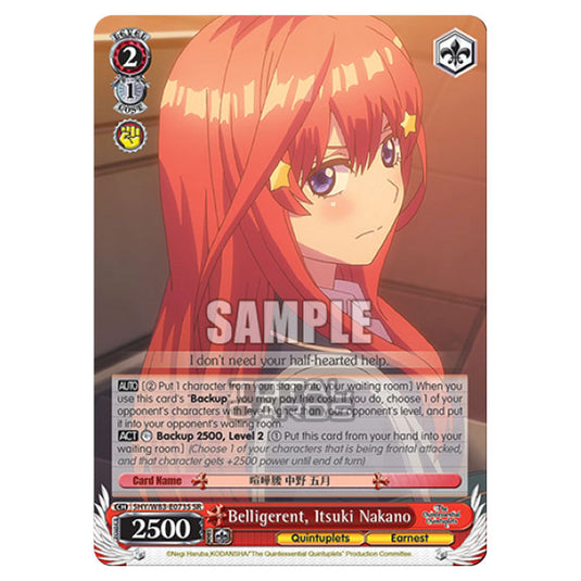 Weiss Schwarz - The Quintessential Quintuplets - Belligerent, Itsuki Nakano (SR) 5HY/W83-E073S