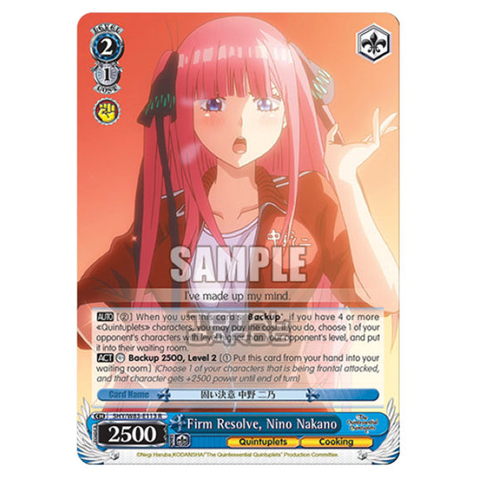 Weiss Schwarz - The Quintessential Quintuplets - Firm Resolve, Nino Nakano (R) 5HY/W83-E113