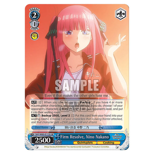 Weiss Schwarz - The Quintessential Quintuplets - Firm Resolve, Nino Nakano (SR) 5HY/W83-E113S