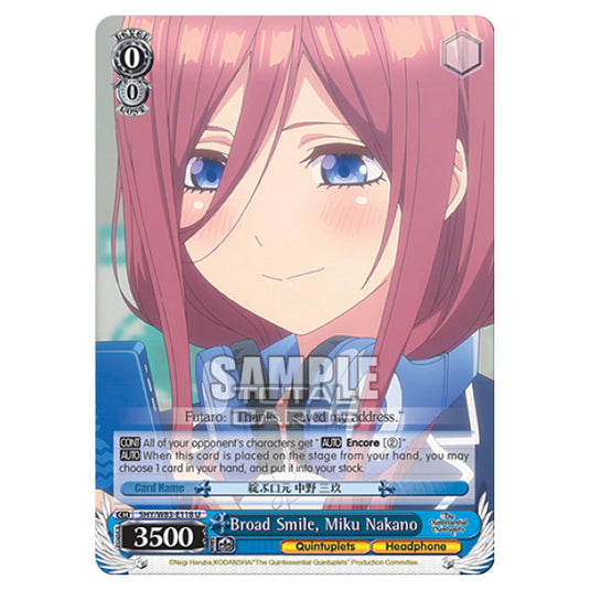 Weiss Schwarz - The Quintessential Quintuplets - Broad Smile, Miku Nakano (U) 5HY/W83-E118