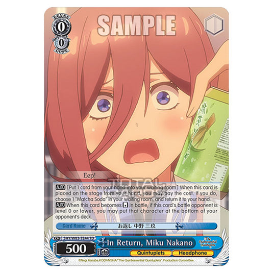 Weiss Schwarz - The Quintessential Quintuplets - Quintessential Box - In Return, Miku Nakano (TD) 5HY/W83-TE44