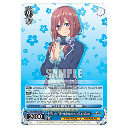 Weiss Schwarz - The Quintessential Quintuplets - Quintessential Box - Third of the Quintuplets, Miku Nakano (SR) 5HY/W83-TE45S