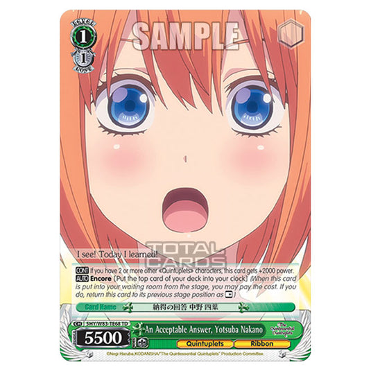 Weiss Schwarz - The Quintessential Quintuplets - Quintessential Box - An Acceptable Answer, Yotsuba Nakano (TD) 5HY/W83-TE68