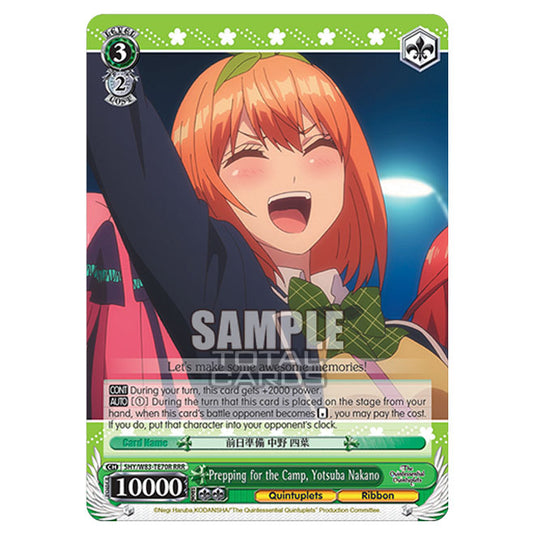 Weiss Schwarz - The Quintessential Quintuplets - Quintessential Box - Prepping for the Camp, Yotsuba Nakano (RRR) 5HY/W83-TE70R