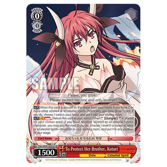 Weiss Schwarz - Date A Live Vol.2 - To Protect Her Brother, Kotori (SR) DAL/W99-E055S