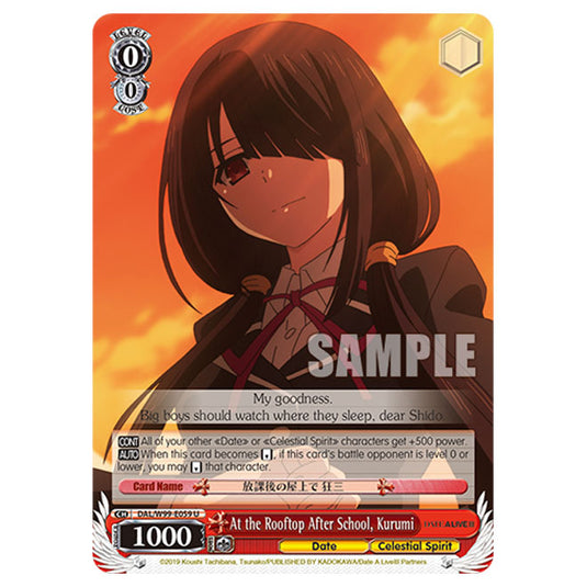 Weiss Schwarz - Date A Live Vol.2 - At the Rooftop After School, Kurumi (U) DAL/W99-E059