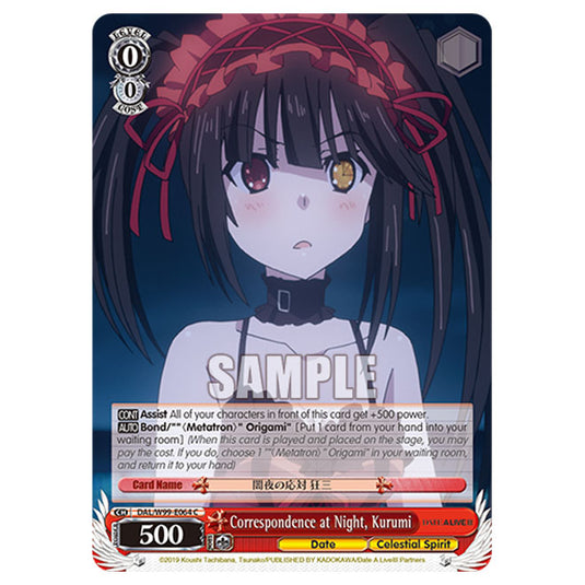 Weiss Schwarz - Date A Live Vol.2 - Correspondence at Night, Kurumi (C) DAL/W99-E064