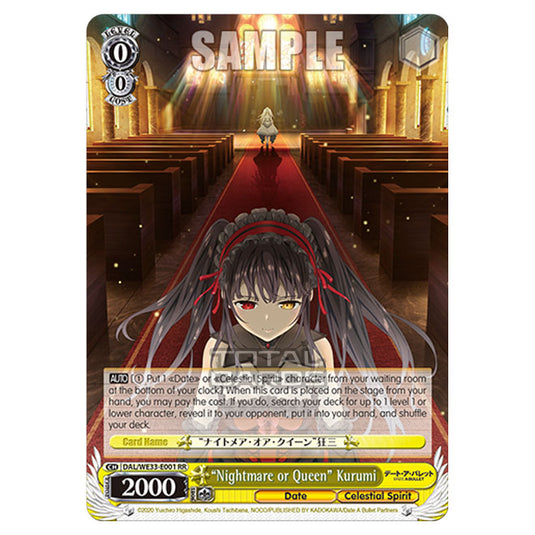 Weiss Schwarz - Date A Bullet - "Nightmare or Queen" Kurumi (RR) DAL/WE33-E001