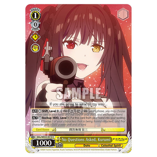 Weiss Schwarz - Date A Bullet - No Questions Asked, Kurumi (C) DAL/WE33-E018