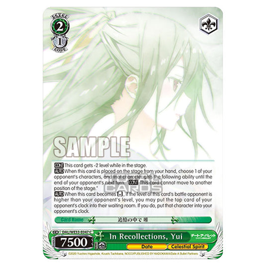 Weiss Schwarz - Date A Bullet - In Recollections, Yui (C) DAL/WE33-E047