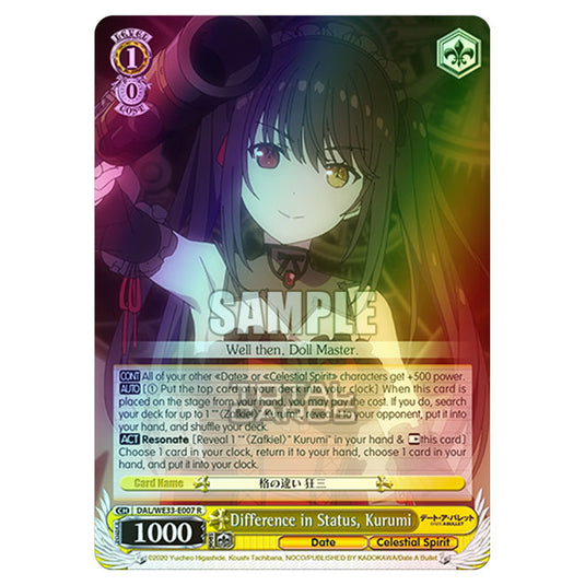 Weiss Schwarz - Date A Bullet - Difference in Status, Kurumi (R) DAL/WE33-E007 (Foil)