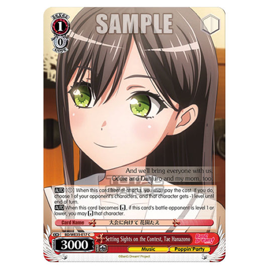 Weiss Schwarz - Bang Dream Popping Party Roselia - Setting Sights on the Contest, Tae Hanazono (C) BD/WE35-E17