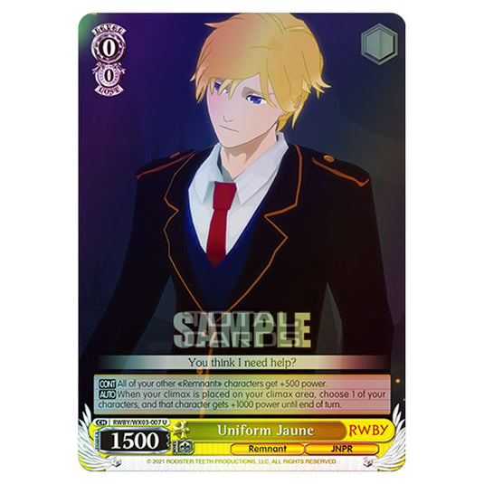 Weiss Schwarz - RWBY - Uniform Jaune (U) RWBY/WX03-007