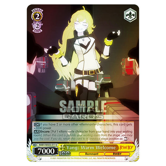 Weiss Schwarz - RWBY - Yang: Warm Welcome (U) RWBY/WX03-011