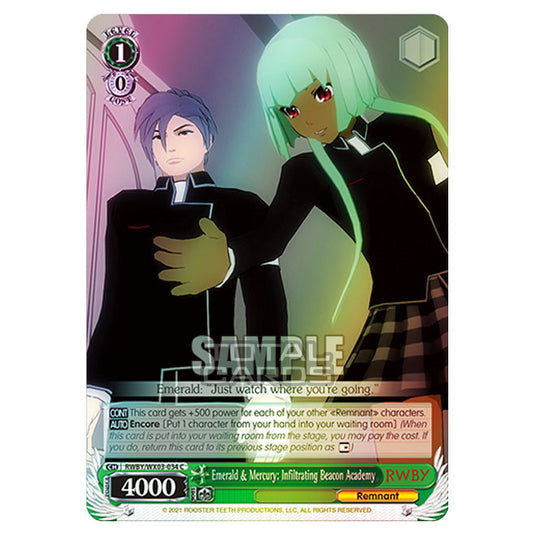 Weiss Schwarz - RWBY - Emerald & Mercury: Infiltrating Beacon Academy (C) RWBY/WX03-034