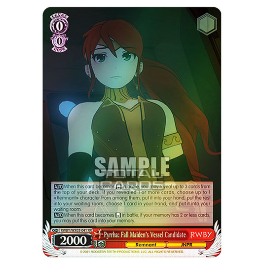 Weiss Schwarz - RWBY - Pyrrha: Fall Maiden's Vessel Candidate (RR) RWBY/WX03-041