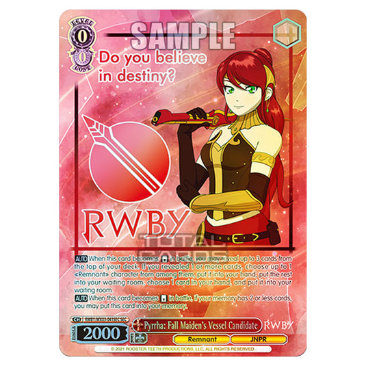 Weiss Schwarz - RWBY - Pyrrha: Fall Maiden's Vessel Candidate (SEC) RWBY/WX03-041SEC