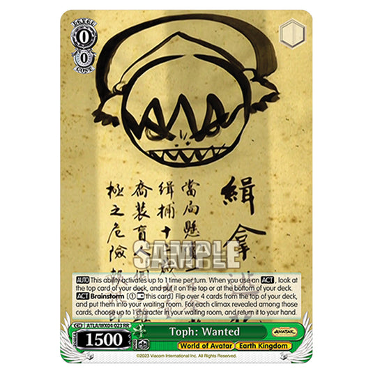 Weiss Schwarz - Avatar - The Last Airbender - Toph: Wanted (RR) ATLA/WX04-023