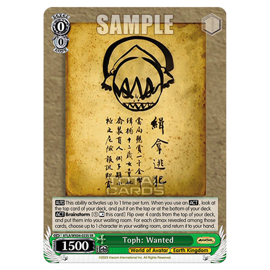 Weiss Schwarz - Avatar - The Last Airbender - Toph: Wanted (SR) ATLA/WX04-023S