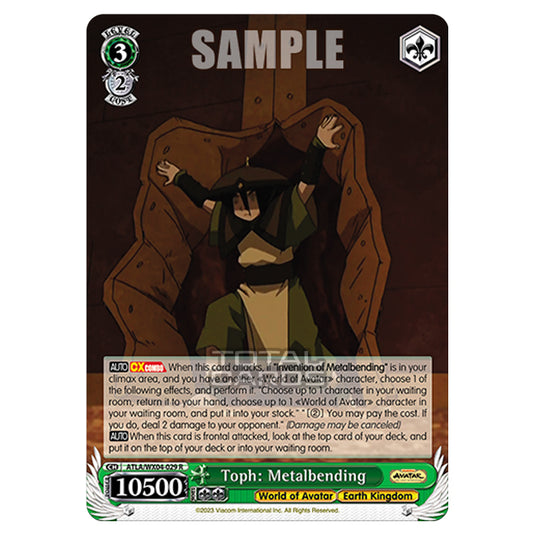 Weiss Schwarz - Avatar - The Last Airbender - Toph: Metalbending (R) ATLA/WX04-029