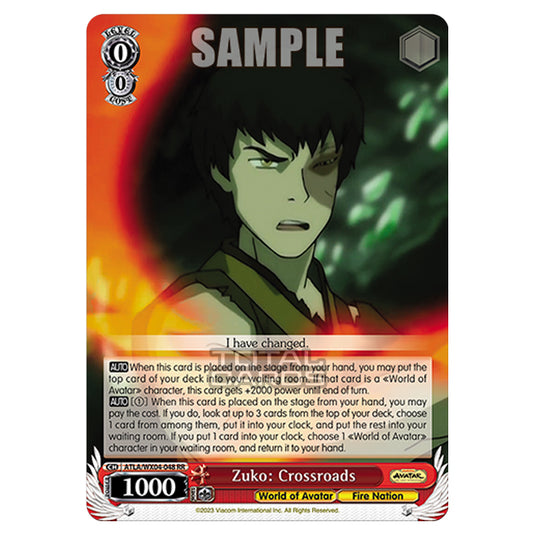 Weiss Schwarz - Avatar - The Last Airbender - Zuko: Crossroads (RR) ATLA/WX04-048