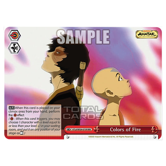 Weiss Schwarz - Avatar - The Last Airbender - Colors of Fire (RRR) ATLA/WX04-075R