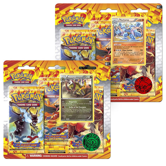 Pokemon - XY Flashfire - Haxorus & Machamp - 3 Pack Blister Set